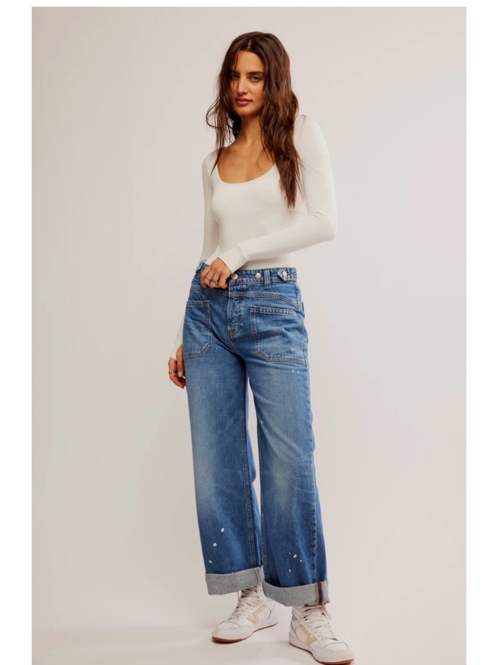 Free People We The Free Palmer Cuff Paint Splatter jeans 27